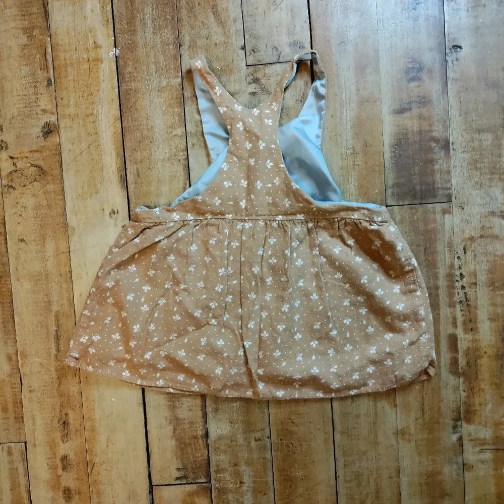 Mabel + Honey outfit 2T jumper dress long sleeve shirt blue neutral boho tan